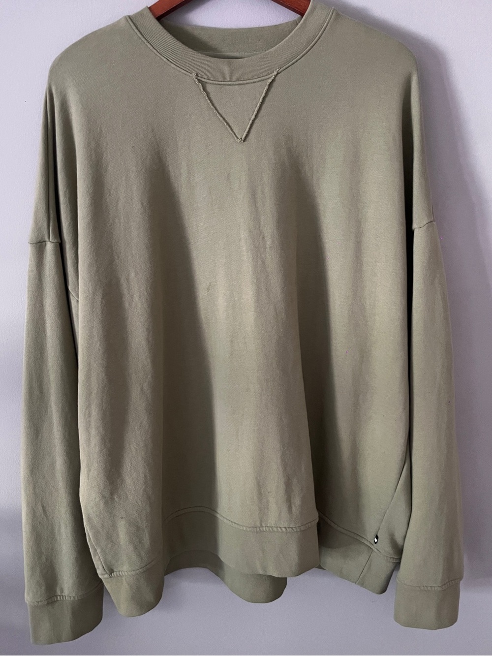 Relaxed Crewneck Sweater in Olive Green